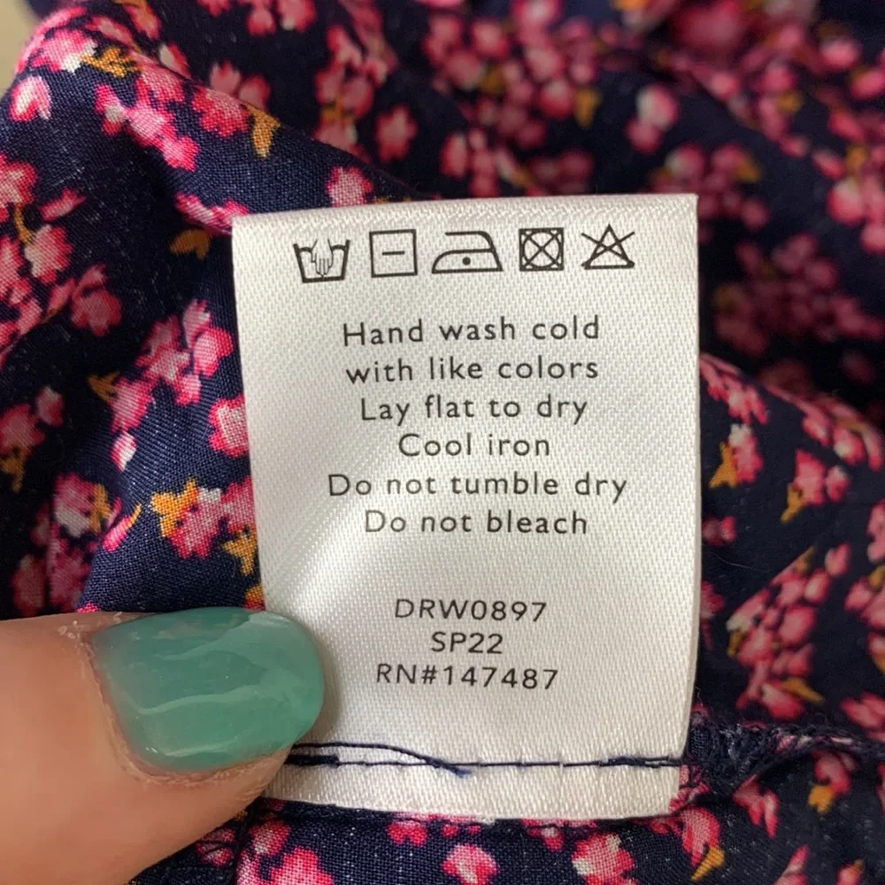 NWOT Draper James Martina Popover Midi Dress Navy Cherry Blossom - Picture 9 of 9